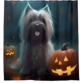 Rideaux De Douche Halloween Skye Terrier Avec La Peur Citrouille (Devant)