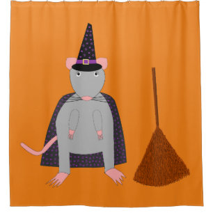 Rideaux De Douche Halloween sorcière rat et chambre