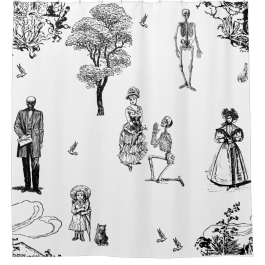 Rideaux De Douche halloween squelette victorien toile crâne (Devant)