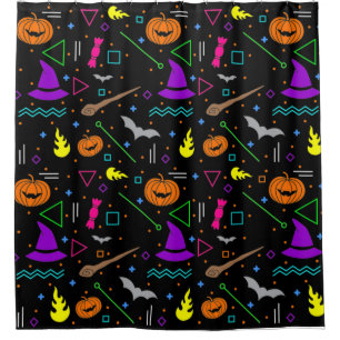 Rideaux De Douche Halloween vintage rétro memphis 1980