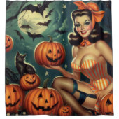 Rideaux De Douche Halloween vintage vers le haut (Devant)