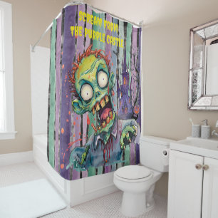 Rideaux De Douche Halloween, Zombie,Hurlement du château pourpre 