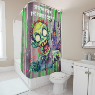 Rideaux De Douche Halloween, Zombie,Hurlement du château pourpre 