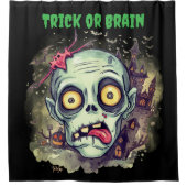 Rideaux De Douche Halloween, Zombie,Trick or Brain, Épouvantable, Ef (Devant)