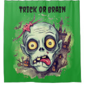 Rideaux De Douche Halloween, Zombie,Trick or Brain, Épouvantable, Ef (Devant)