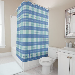 Rideaux De Douche Hamptons bleu clair Tartan Plaid Motif