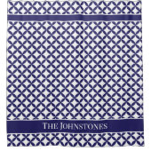 Rideaux De Douche Hamptons Style Montauk Géométrique Bleu et Blanc (Devant)