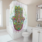 Rideaux De Douche Hamsa Fatma Main Psychedelic Art (En situation)