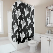 Rideaux De Douche Hand Drawn Halloween Pattern Background (En situation)