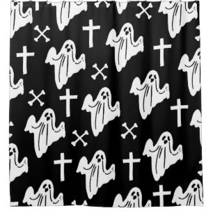 Rideaux De Douche Hand Drawn Halloween Pattern Background