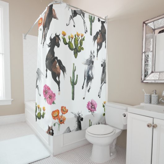 Rideaux De Douche Hand drawn illustration. Seamless pattern. Cute ca (En situation)