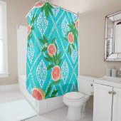 Rideaux De Douche Hand drawn seamless pattern with grapefruit leaves (En situation)