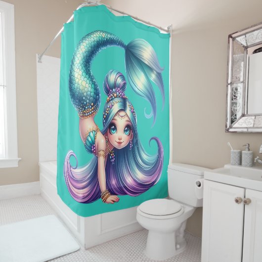 Rideaux De Douche "Handstand Mermaid Magic" (En situation)