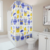 Rideaux De Douche hanoukka dreidel menorah (En situation)