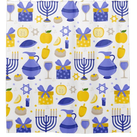 Rideaux De Douche hanoukka dreidel menorah (Devant)