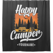 Rideaux De Douche Happy Camper Camping Randonnée Voyage Caravan Life (Devant)