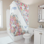 Rideaux De Douche Happy Fall Blanc Citrouille Aquarelle Floral Floro (En situation)
