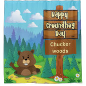 Rideaux De Douche happy ground hog day in woods (Devant)