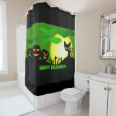 Rideaux De Douche Happy Halloween Chat noir (En situation)