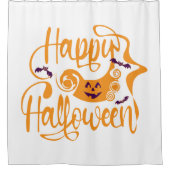Rideaux De Douche Happy Halloween chauves-souris Jack-o'-lantern (Devant)