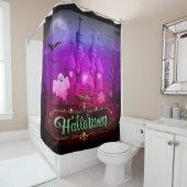 Rideaux De Douche Happy Halloween Éffrayant Haunted House (En situation)