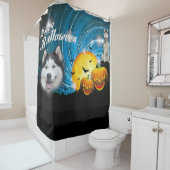 Rideaux De Douche Happy Halloween Husky (En situation)