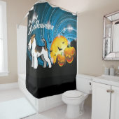 Rideaux De Douche Happy Halloween Wire Fox Terrier (En situation)