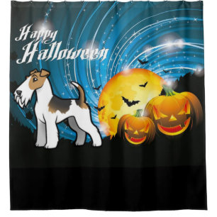Rideaux De Douche Happy Halloween Wire Fox Terrier