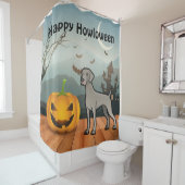 Rideaux De Douche Happy Howloween Weimaraner (En situation)