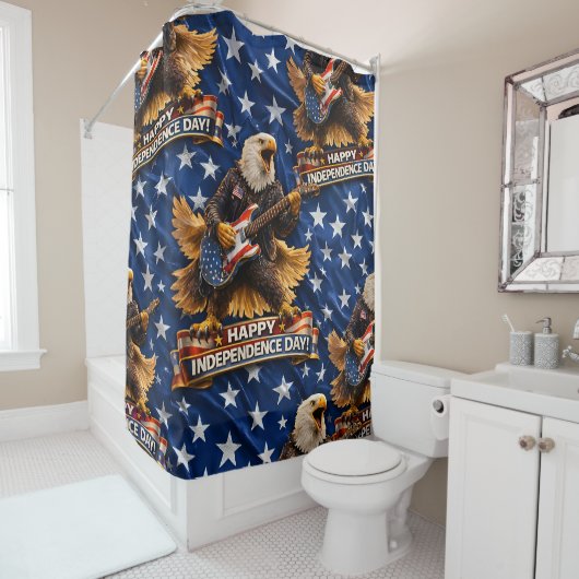 Rideaux De Douche Happy Independence Day shower curtain description (En situation)
