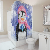 Rideaux De Douche Happy Penguin - Noël - (En situation)
