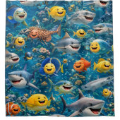 Rideaux De Douche happy smiling under sea creatures, shower curtain (Devant)