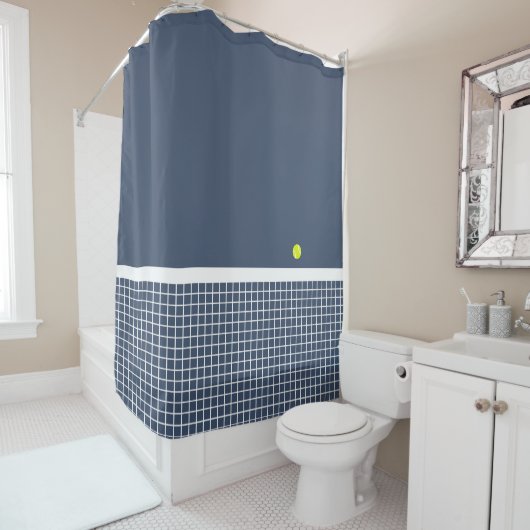 Rideaux De Douche Hard ~ Tennis Court with Ball (En situation)