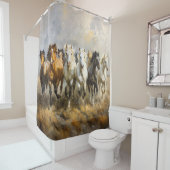 Rideaux De Douche Harde de Cheval Galloping Mustang Peinture (En situation)
