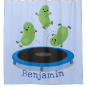 Rideaux De Douche Haricots verts mignons sur dessin animé trampoline (Devant)