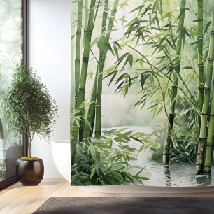 Rideaux De Douche Harmonie de bambou Zen à l'aquarelle