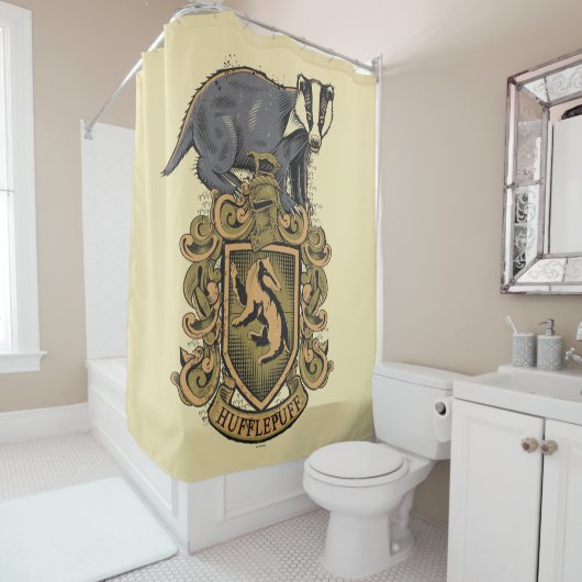 Rideaux De Douche Harry Potter | Cimier de Hufflepuff avec Badger (En situation)