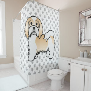 Rideaux De Douche Havanais Fauve Et Blanc Chien De Dessin Animé Mign
