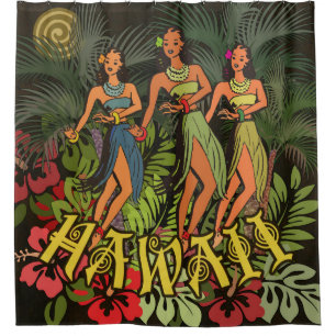 Rideaux De Douche Hawaii Aloha Palm Hula Art Design