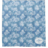 Rideaux De Douche Hawaiian Palm Tree Silhouette Motif Blue ID1093 (Devant)