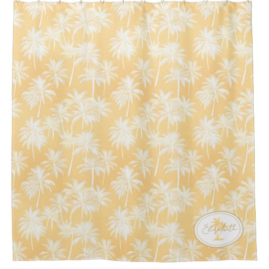 Rideaux De Douche Hawaiian Palm Tree Silhouette Motif Gold ID1093 (Devant)