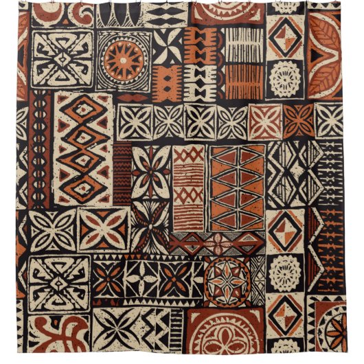 Rideaux De Douche Hawaiian style tapa tribal fabric abstract patchwo (Devant)