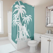 Rideaux De Douche Hawaiian Tropical Beach Surfing Design (En situation)