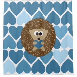 Rideaux De Douche Hedghog et Coeurs Bleus