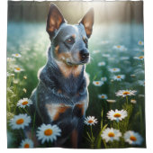 Rideaux De Douche Heeler bleu dans les marguerites (Devant)