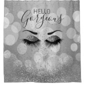Rideaux De Douche Hello Gorgeous - Eyelashes Glamourous - Argent (Devant)