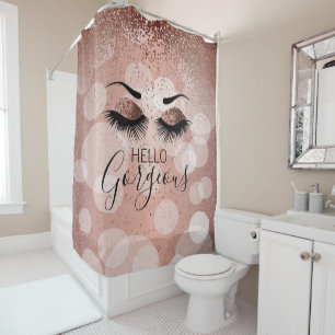 Rideaux De Douche Hello Gorgeous - Glam Eyelashes en or Rose