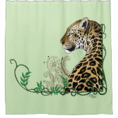 Rideaux De Douche Henné botanique élégant léopard vert (Devant)