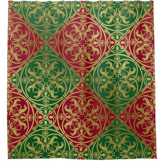 Rideaux De Douche Herald de la Renaissance médiévale Lion Leopard Me (Devant)