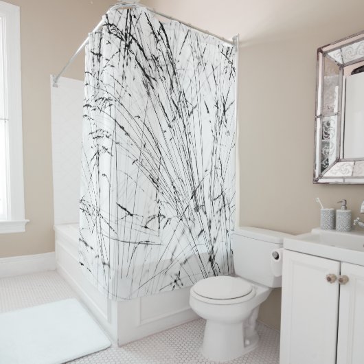 Rideaux De Douche Herbe D'Hiver En Neige (En situation)